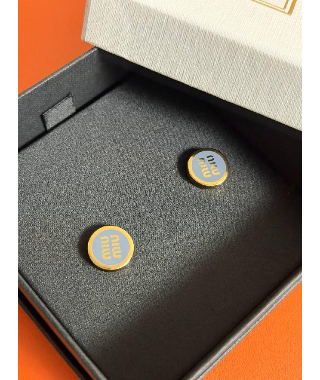 MIU MIU Голубые металлические серьги, фото 2