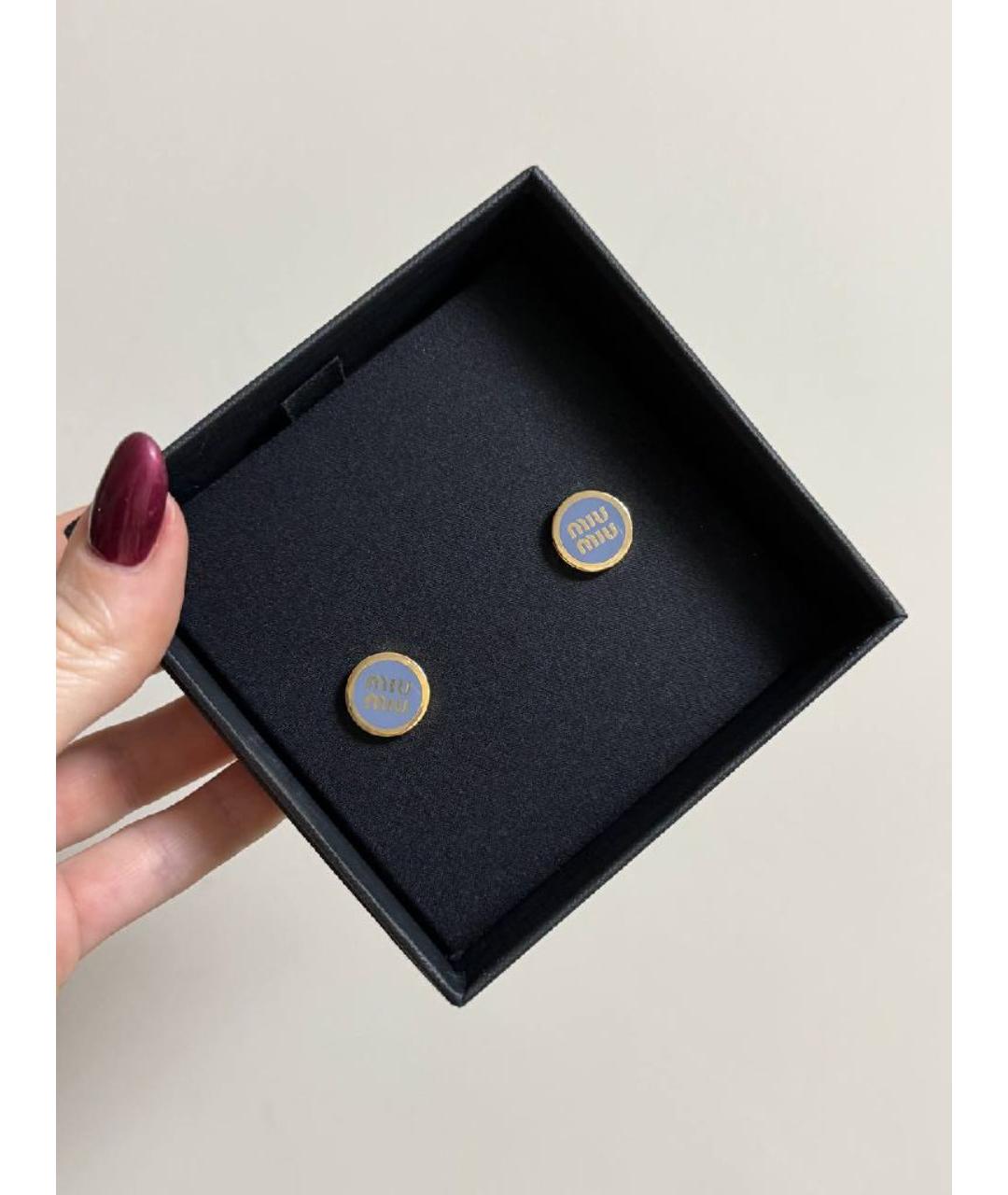 MIU MIU Голубые металлические серьги, фото 4