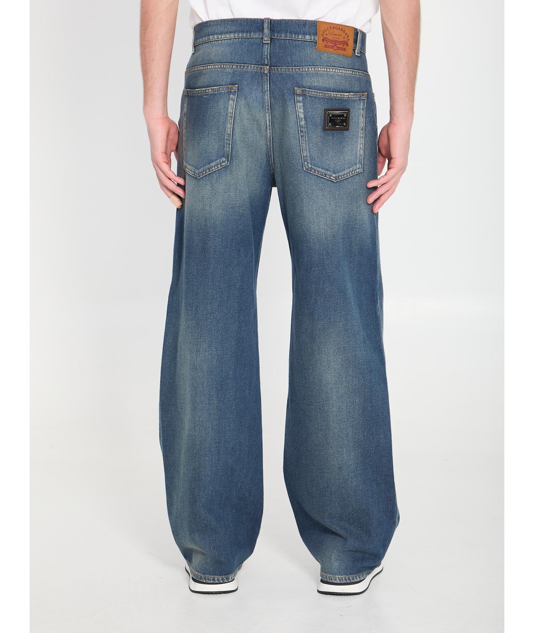 DOLCE&GABBANA Голубые хлопковые прямые джинсы, фото 3