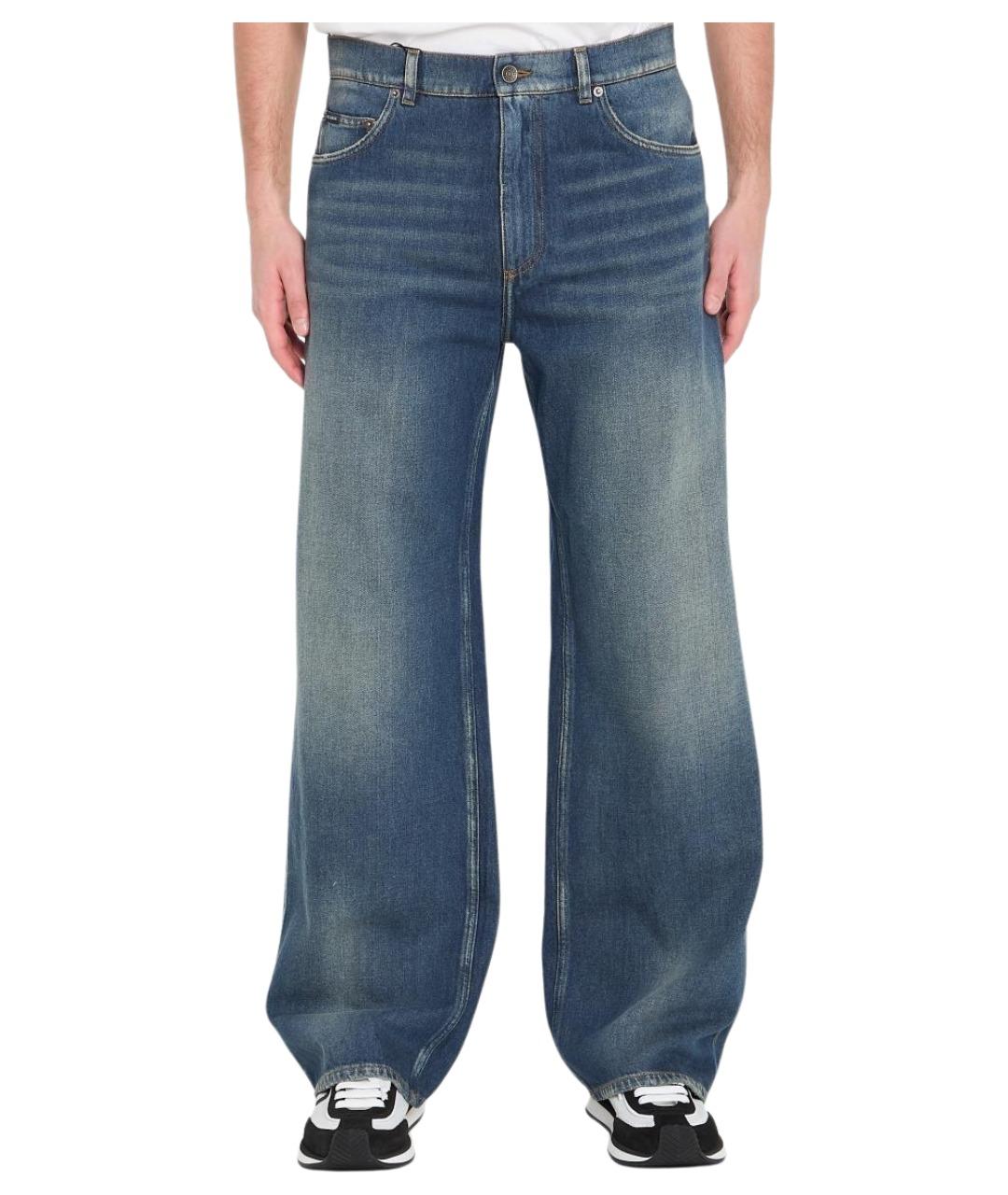 DOLCE&GABBANA Голубые хлопковые прямые джинсы, фото 1