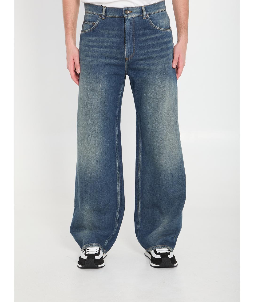 DOLCE&GABBANA Голубые хлопковые прямые джинсы, фото 4