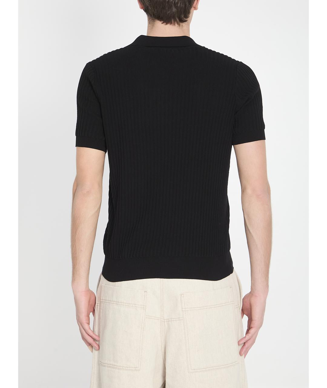 ROBERTO COLLINA Черное хлопковое поло с коротким рукавом, фото 4