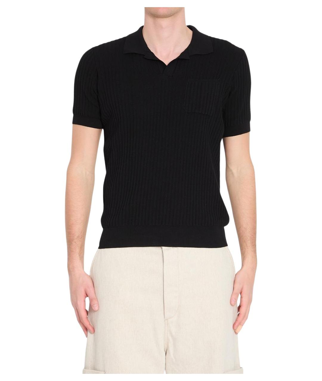 ROBERTO COLLINA Черное хлопковое поло с коротким рукавом, фото 1