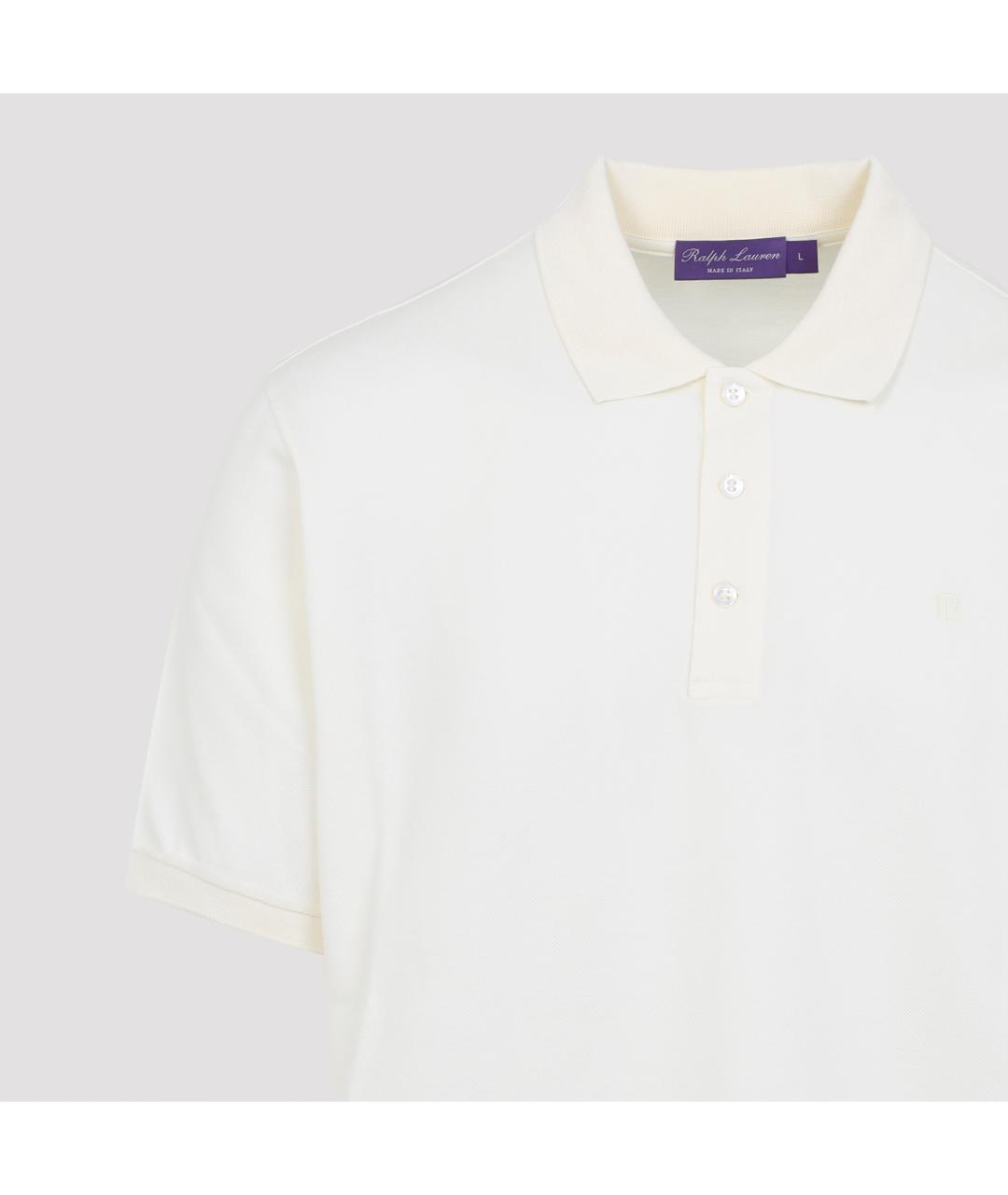 RALPH LAUREN PURPLE LABEL Белое хлопковое поло с коротким рукавом, фото 4