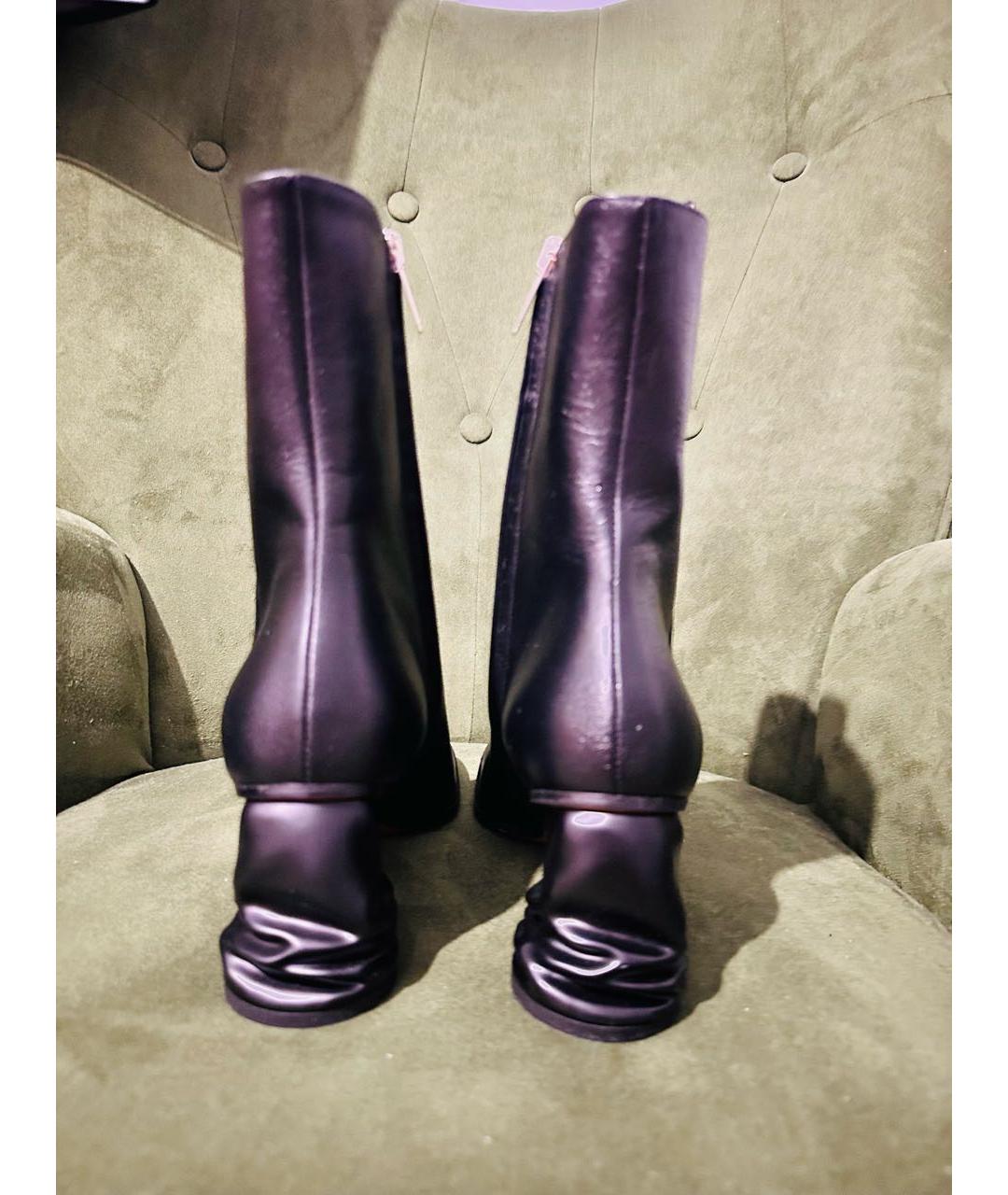 MCQ ALEXANDER MCQUEEN Черные кожаные ботильоны, фото 4