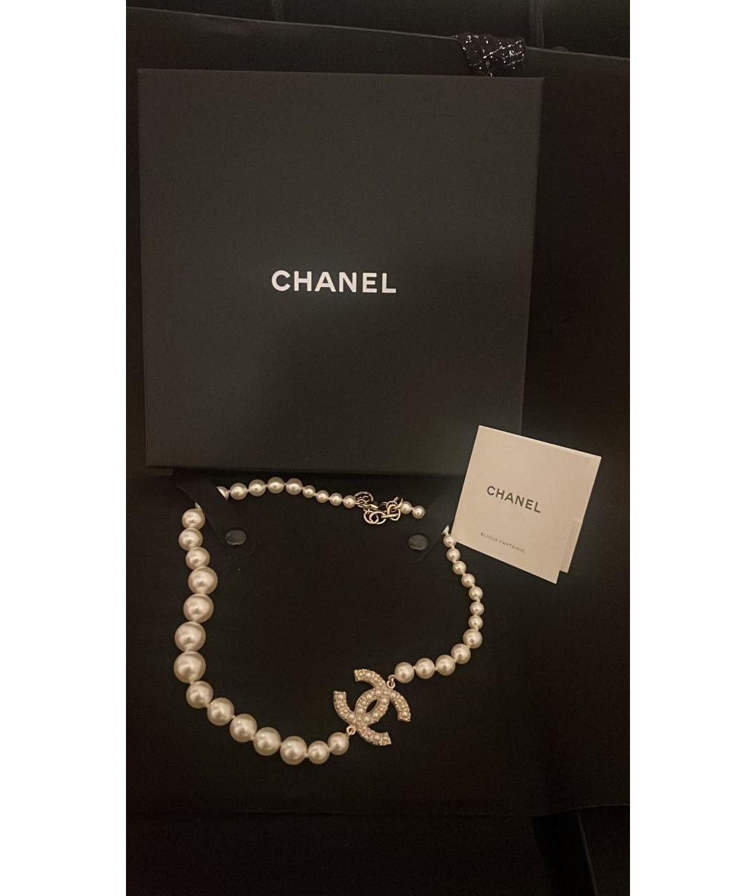 CHANEL Белый жемчужный чокер, фото 3