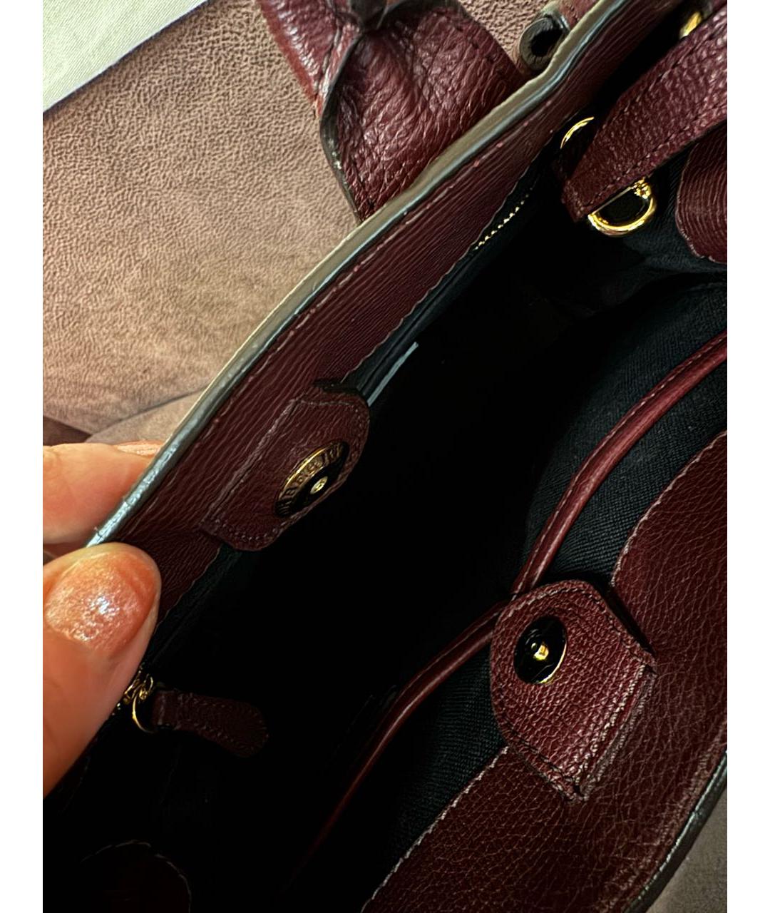BURBERRY Бордовая кожаная сумка с короткими ручками, фото 7