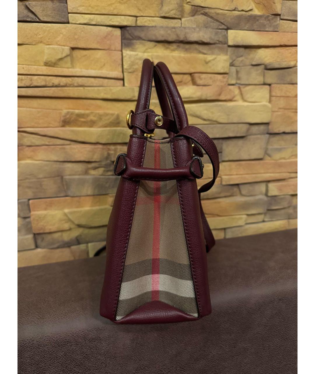 BURBERRY Бордовая кожаная сумка с короткими ручками, фото 3