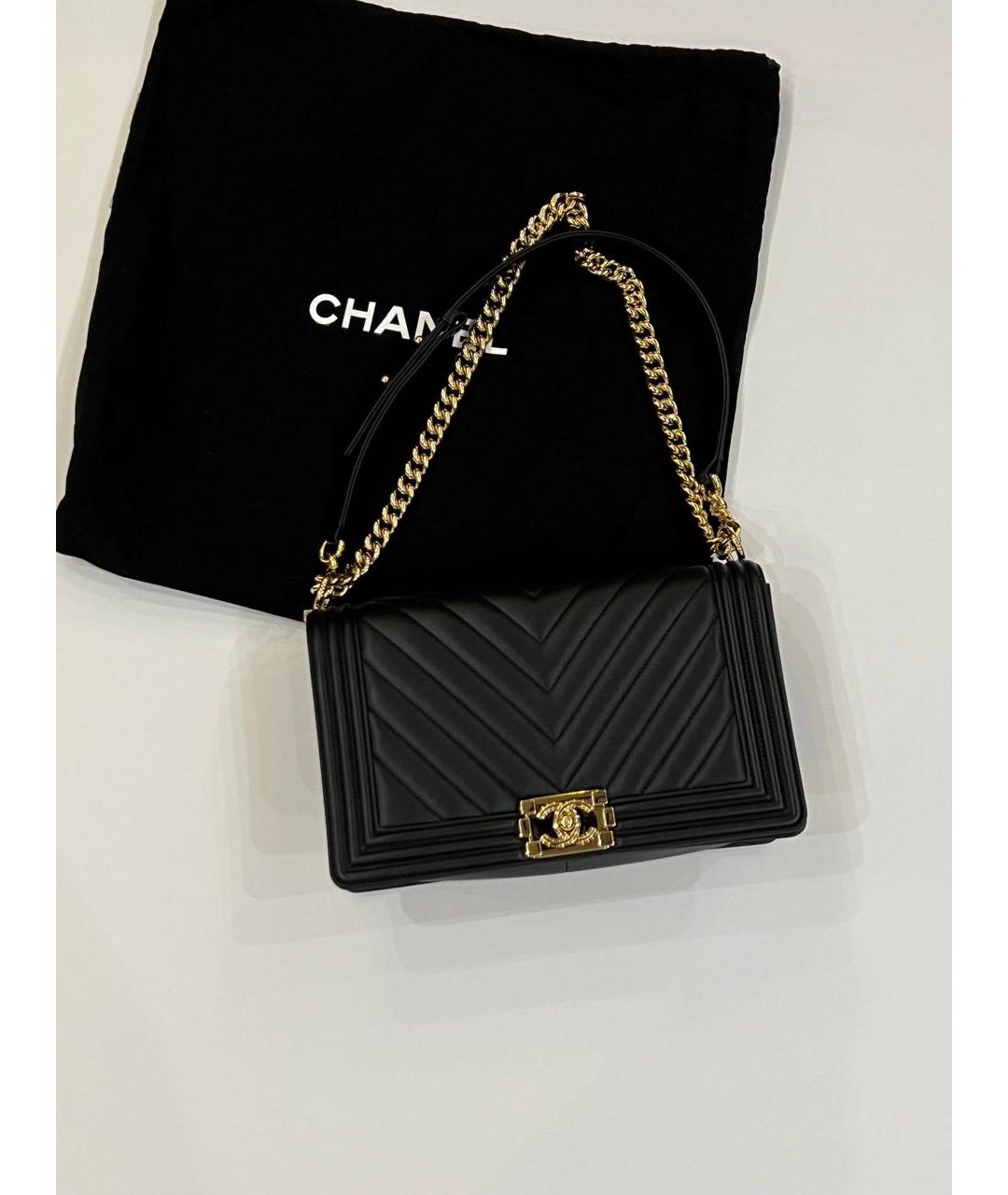CHANEL Черная кожаная сумка через плечо, фото 5