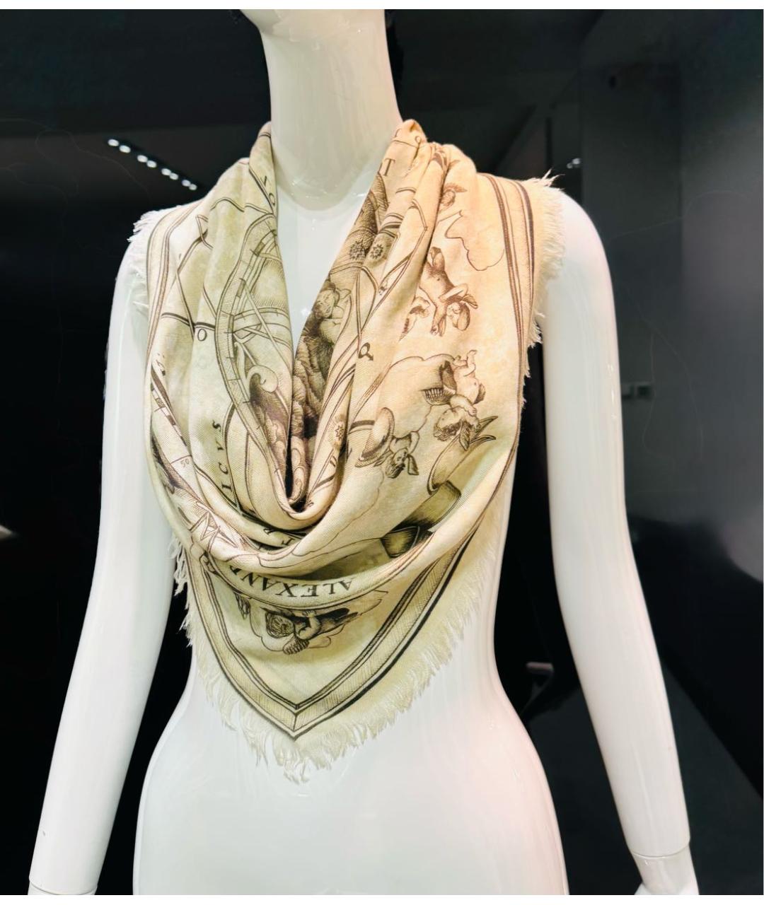 ALEXANDER MCQUEEN Бежевый кашемировый платок, фото 5