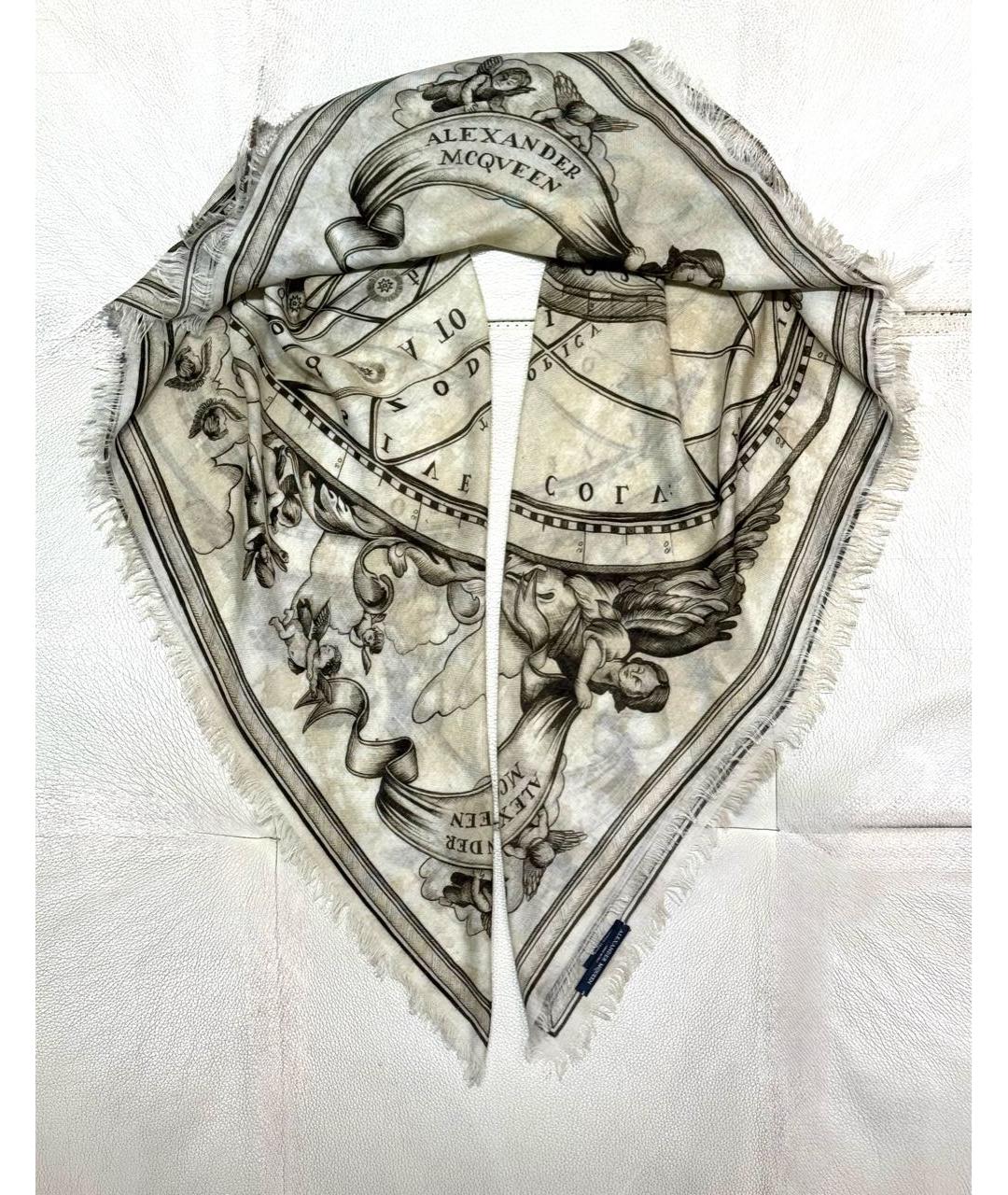 ALEXANDER MCQUEEN Бежевый кашемировый платок, фото 8