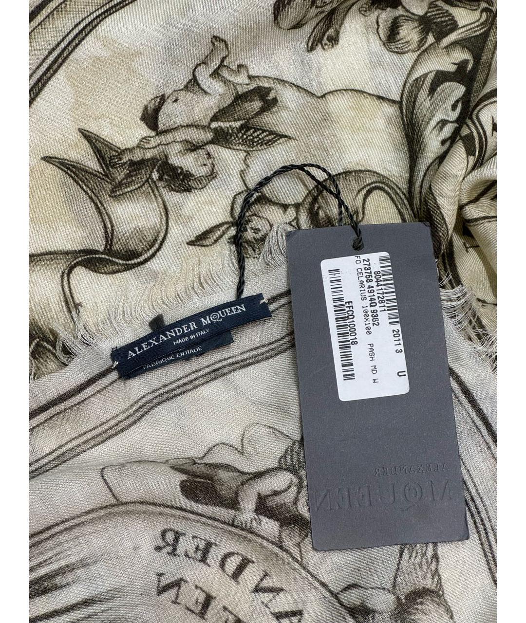 ALEXANDER MCQUEEN Бежевый кашемировый платок, фото 3