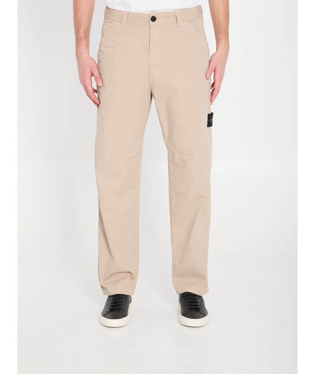 STONE ISLAND Бежевые хлопковые повседневные брюки, фото 5