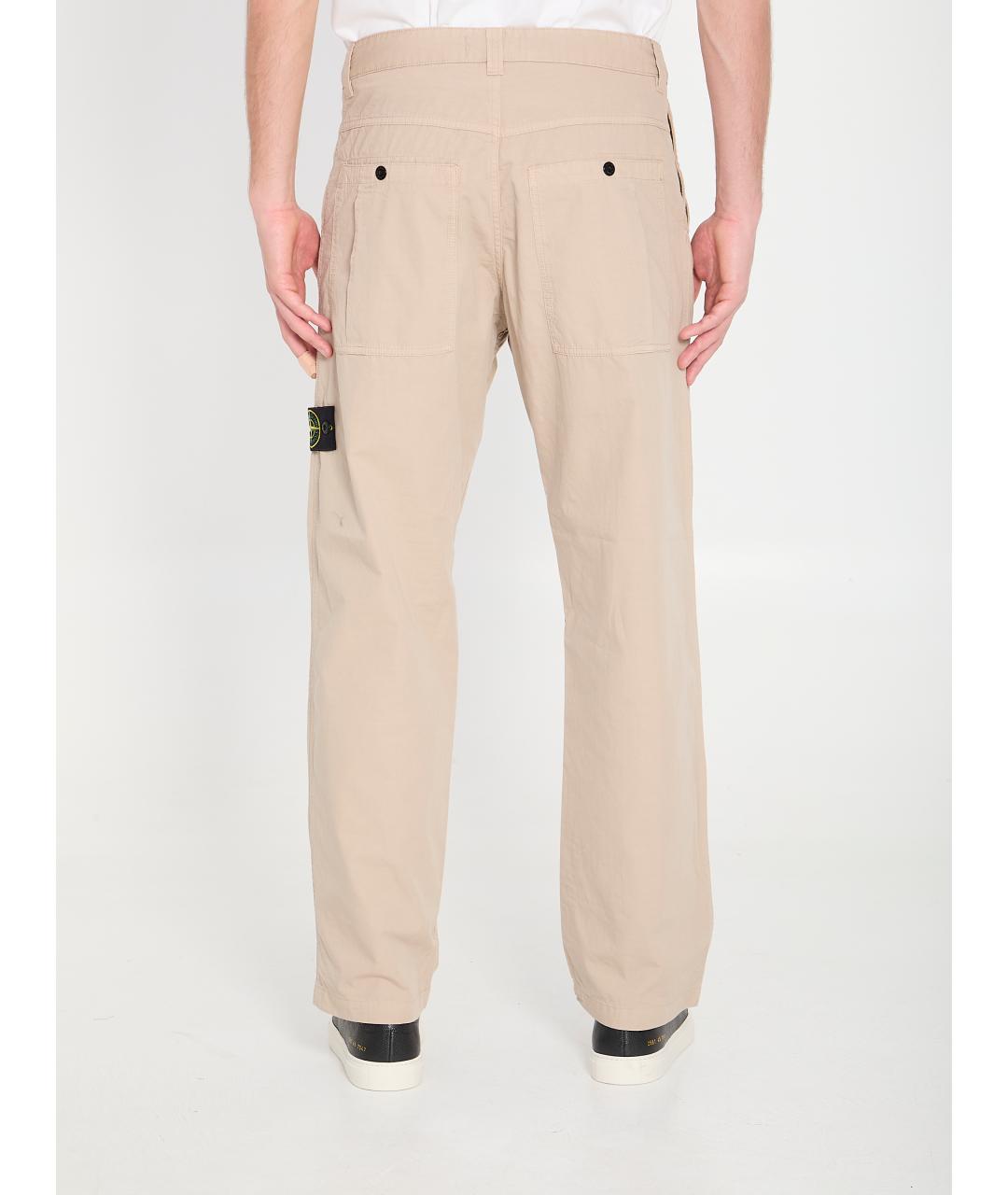STONE ISLAND Бежевые хлопковые повседневные брюки, фото 4