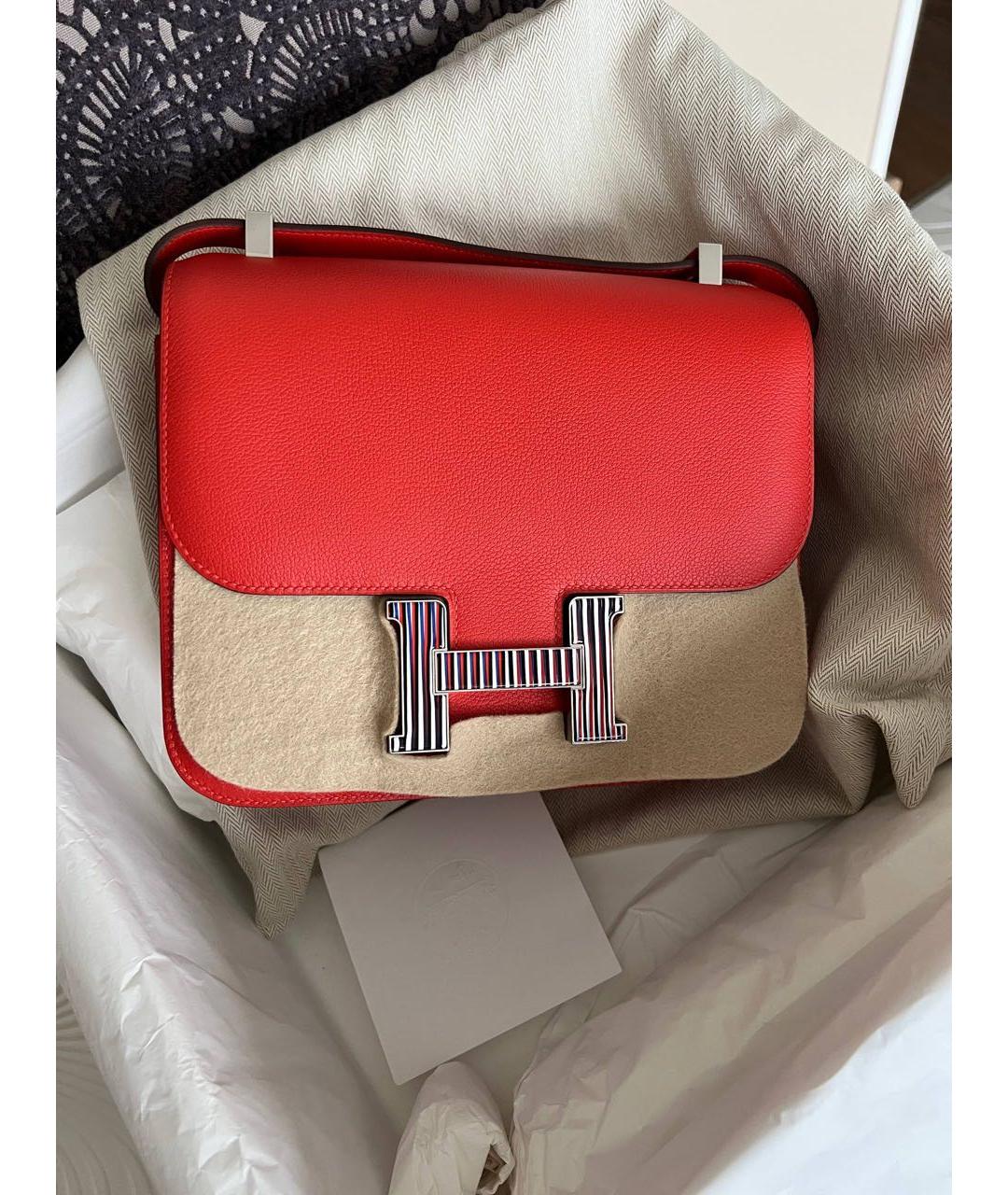 HERMES Красная кожаная сумка через плечо, фото 2