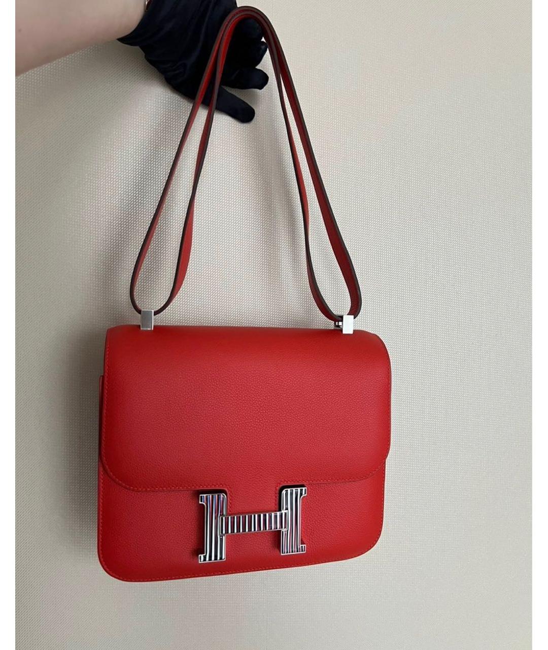 HERMES Красная кожаная сумка через плечо, фото 3