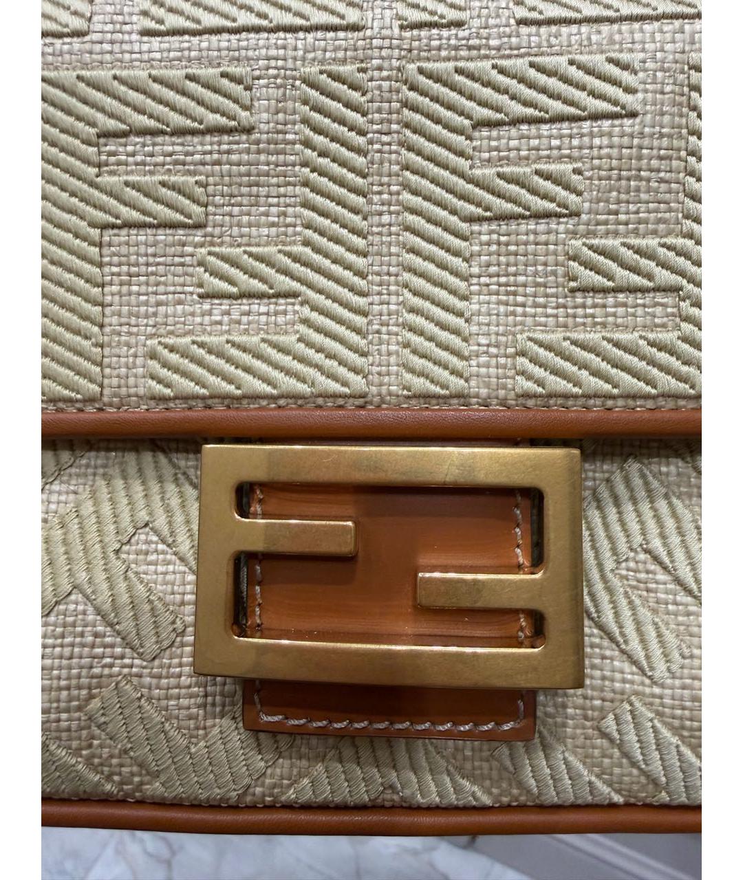 FENDI Бежевая пелетеная сумка с короткими ручками, фото 7