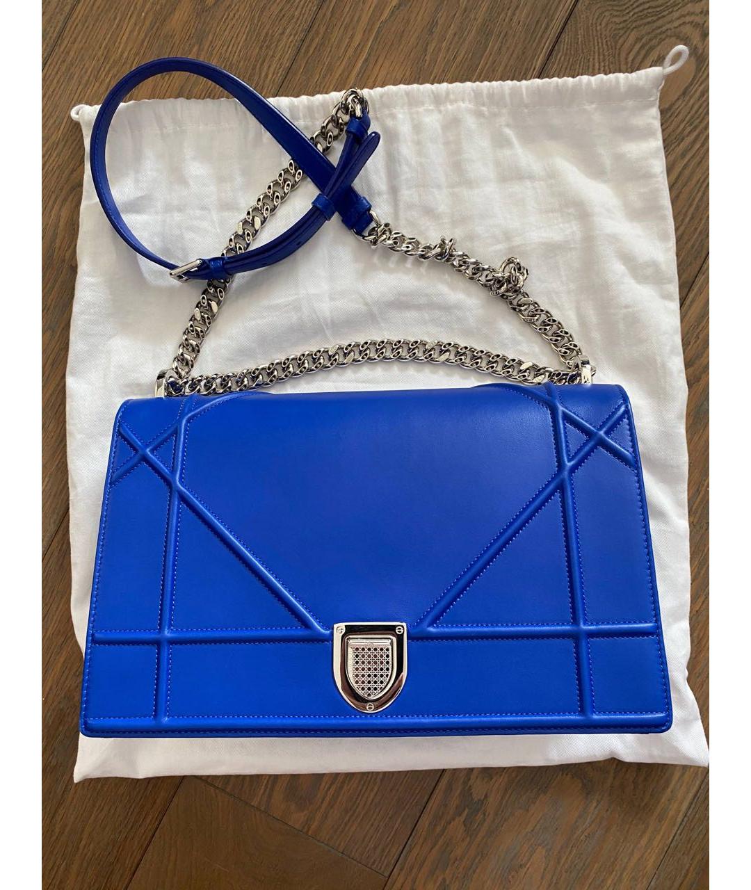 CHRISTIAN DIOR Синяя кожаная сумка через плечо, фото 4