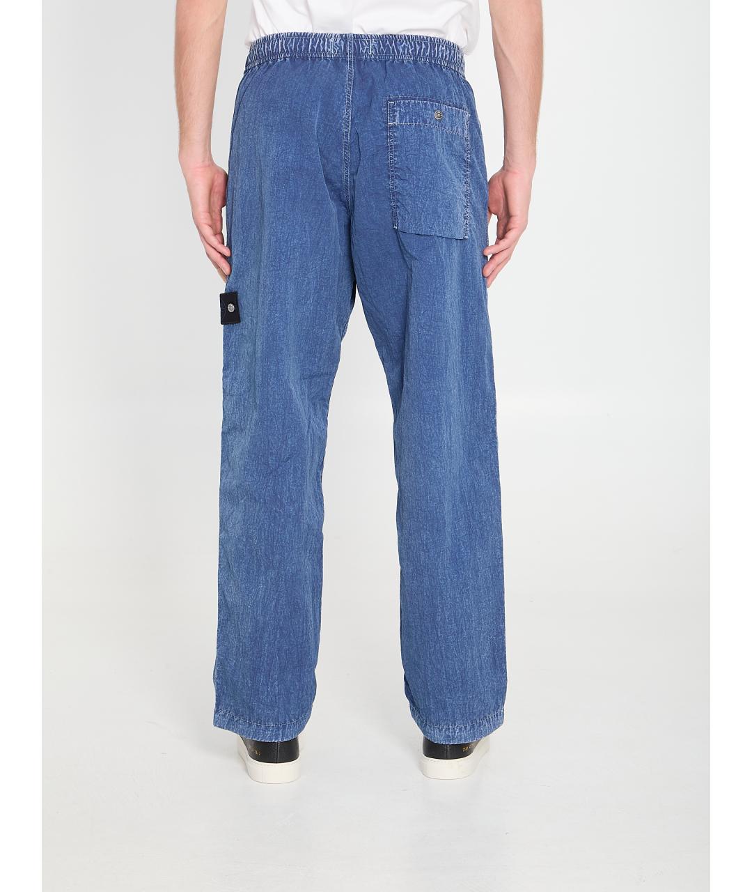 STONE ISLAND Синие хлопковые прямые джинсы, фото 4