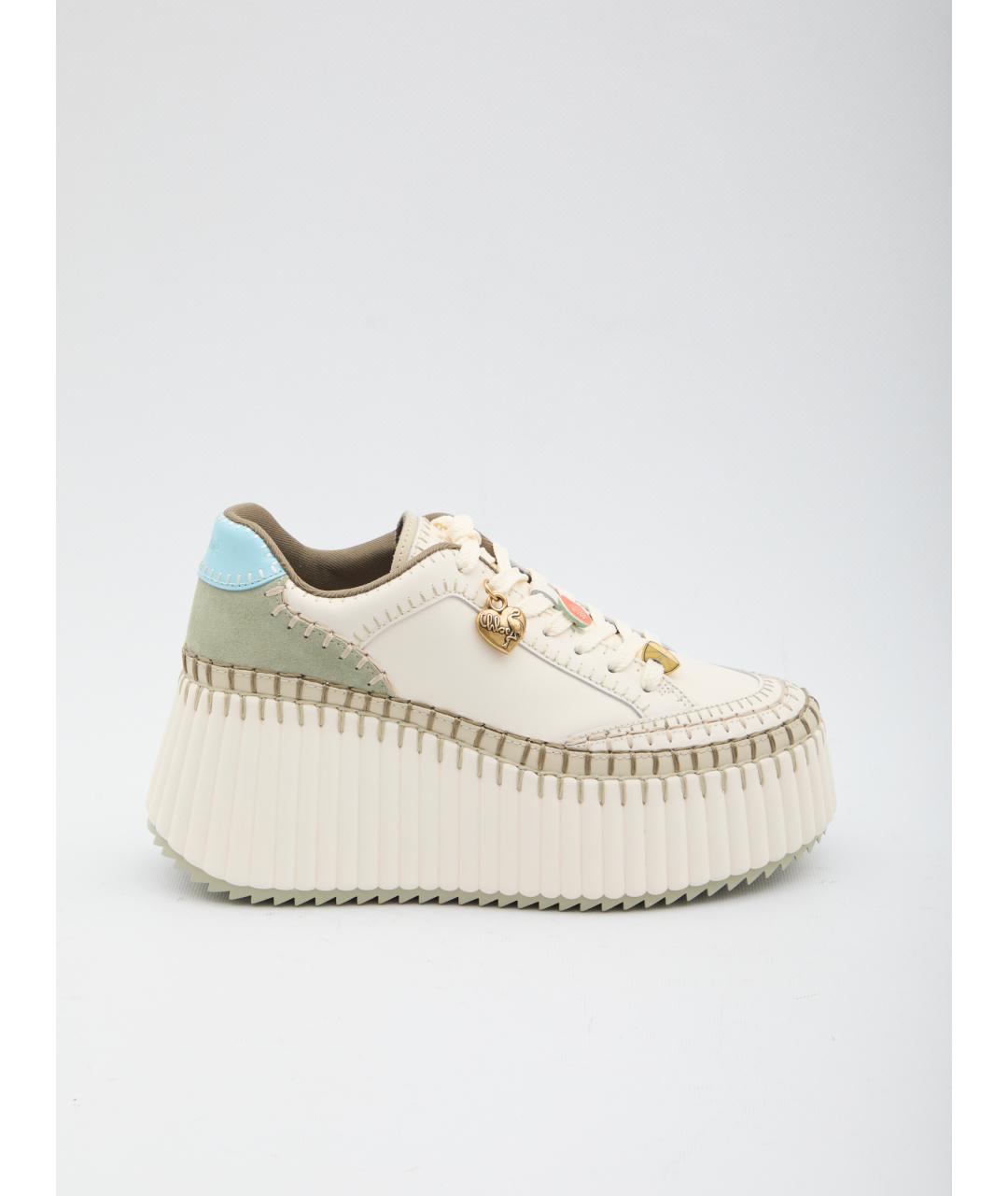 CHLOE Белые кожаные кроссовки, фото 6
