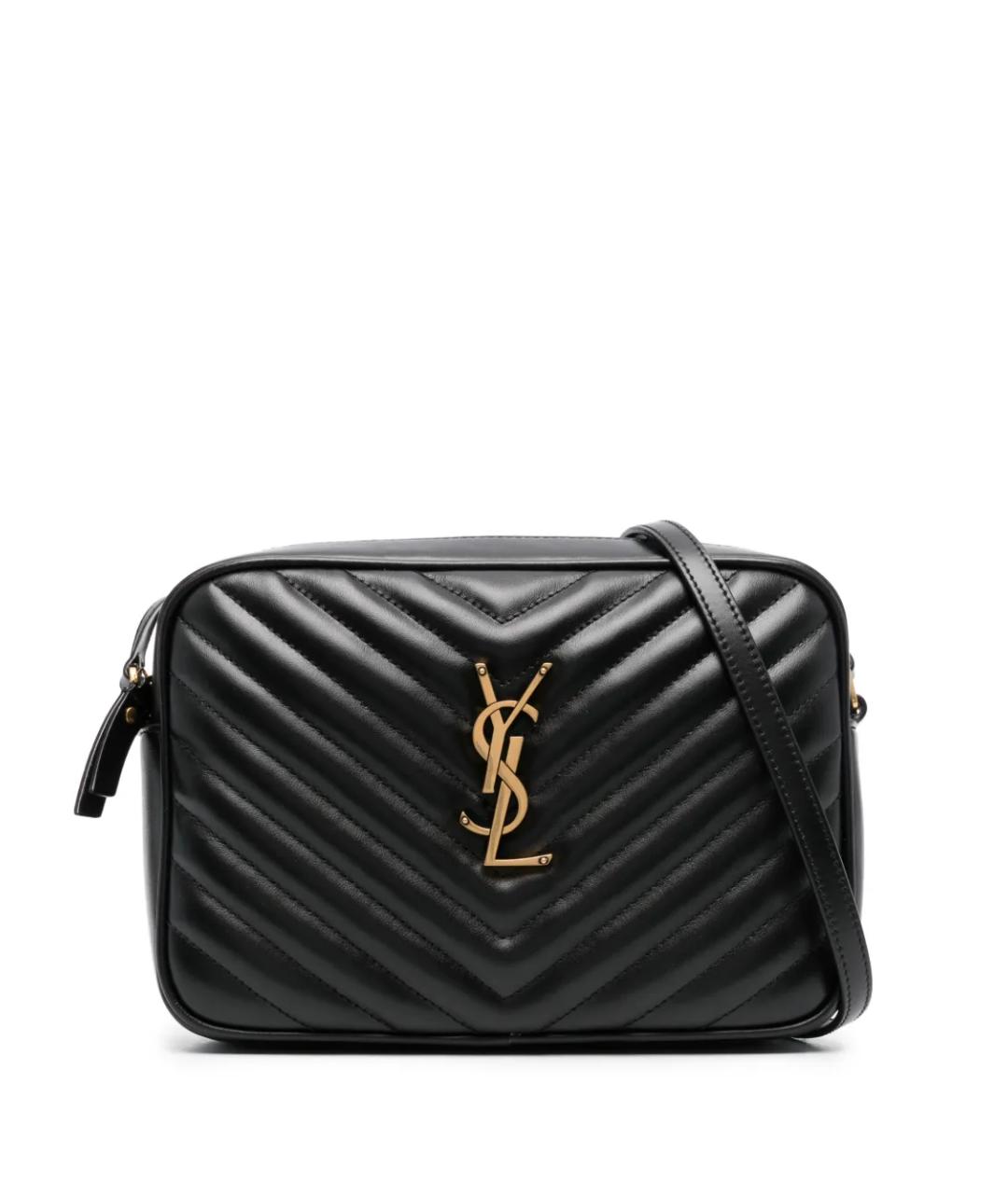 SAINT LAURENT Черная кожаная сумка через плечо, фото 1