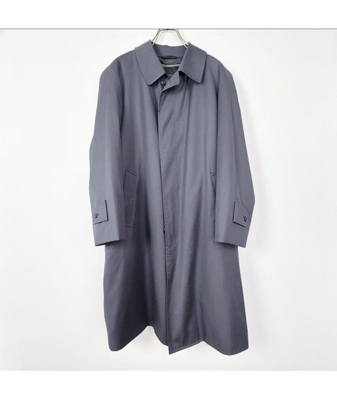 SAINT LAURENT Темно-синий шерстяной тренч / плащ, фото 9