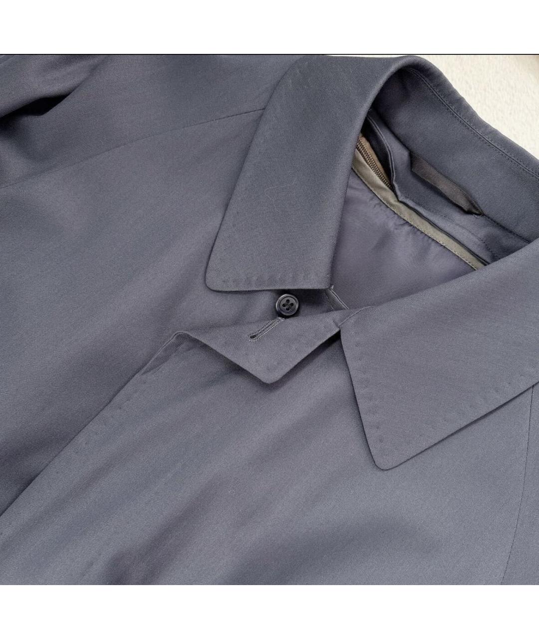 SAINT LAURENT Темно-синий шерстяной тренч / плащ, фото 3