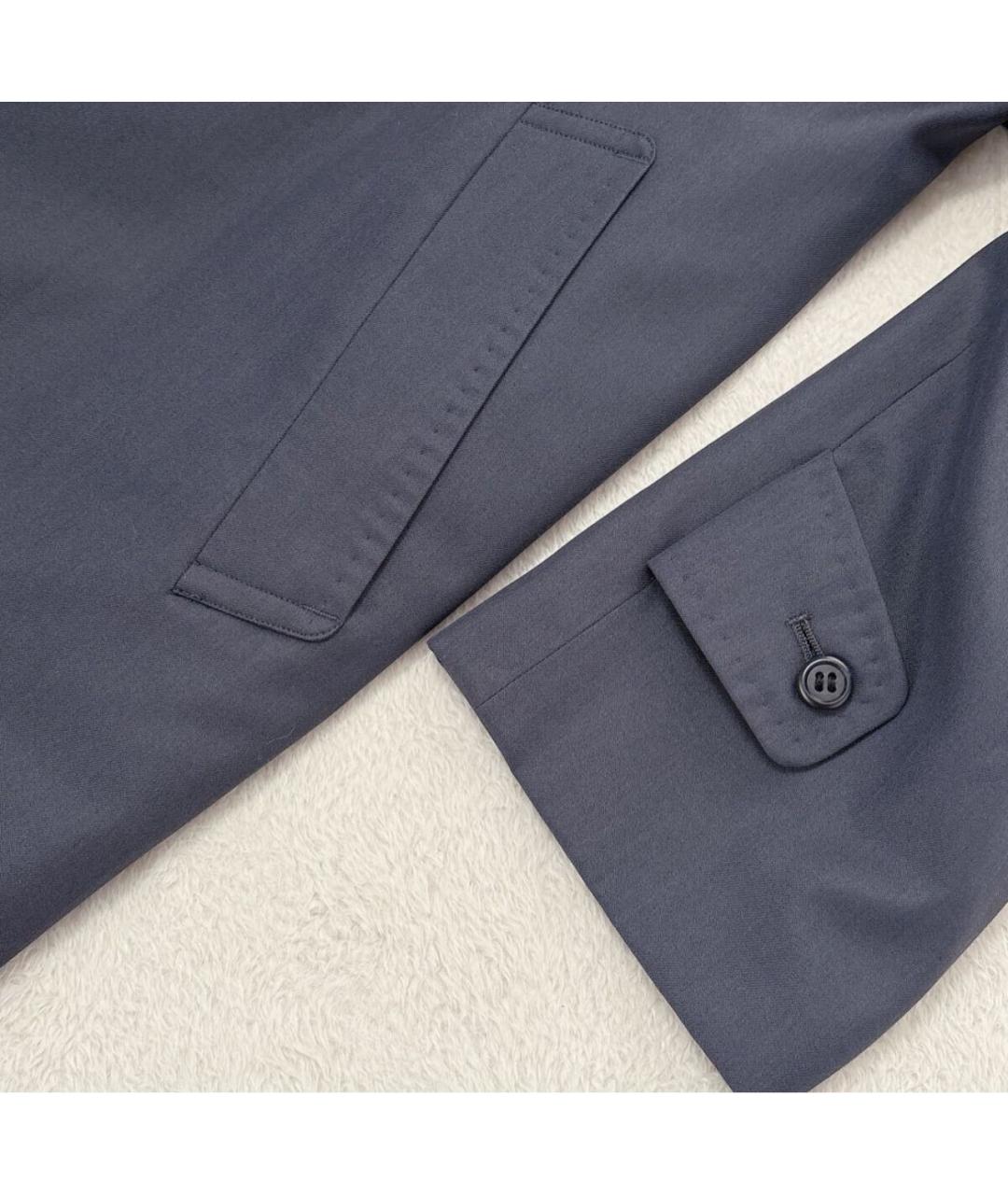 SAINT LAURENT Темно-синий шерстяной тренч / плащ, фото 4