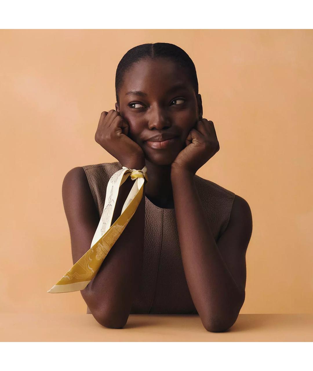 HERMES Белый шелковый платок, фото 4