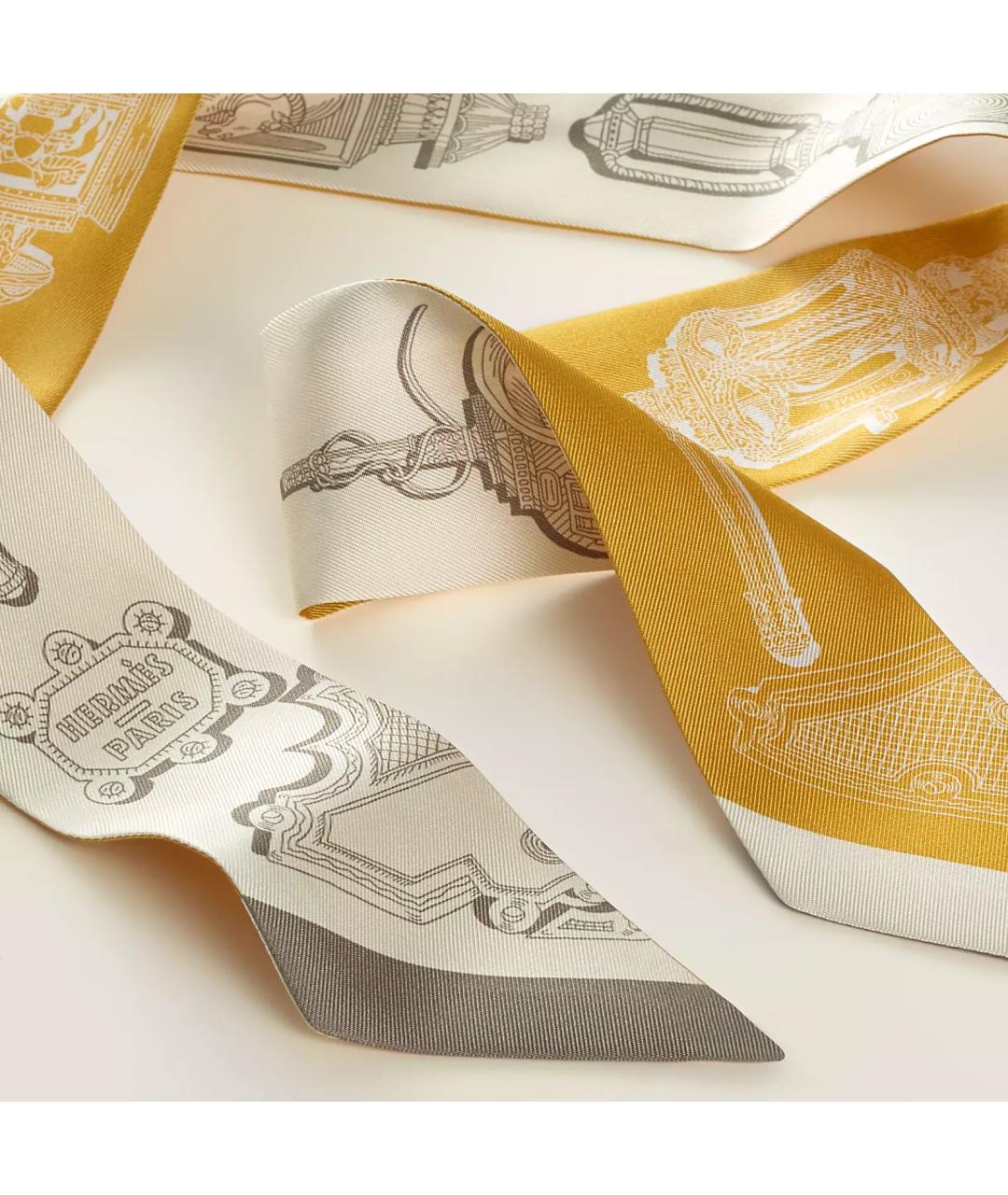 HERMES Белый шелковый платок, фото 3