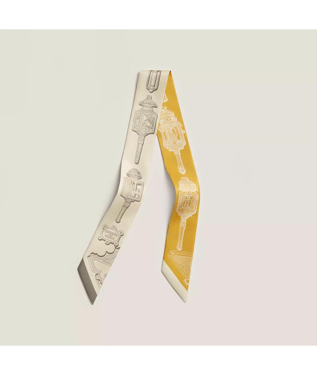 HERMES Белый шелковый платок, фото 2