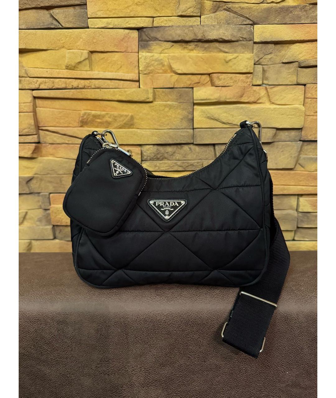 PRADA Черная синтетическая сумка через плечо, фото 7