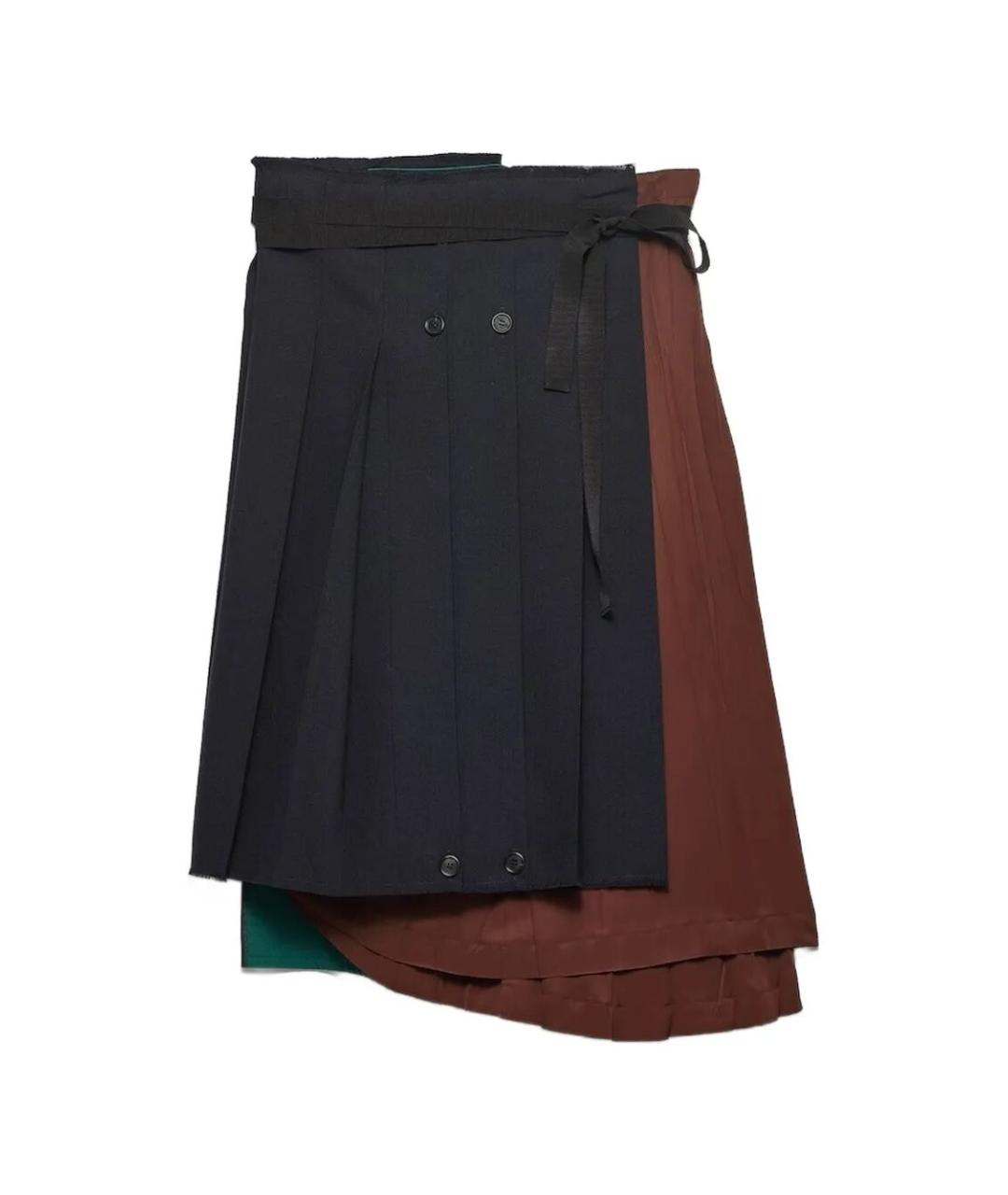 PRADA Синяя шерстяная юбка миди, фото 1