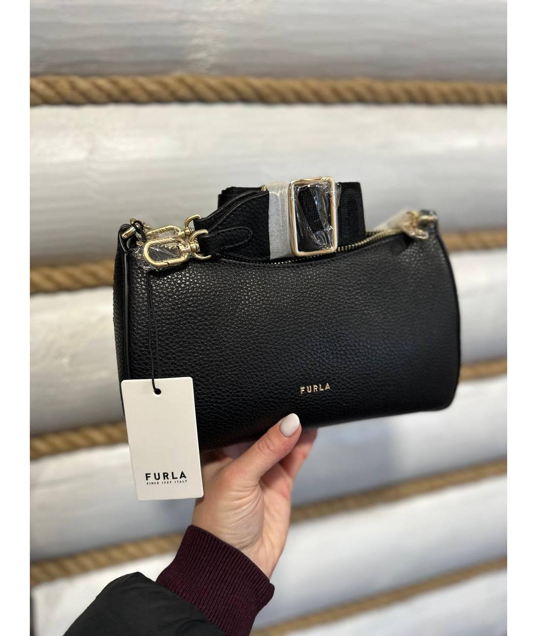 FURLA Черная кожаная сумка через плечо, фото 7