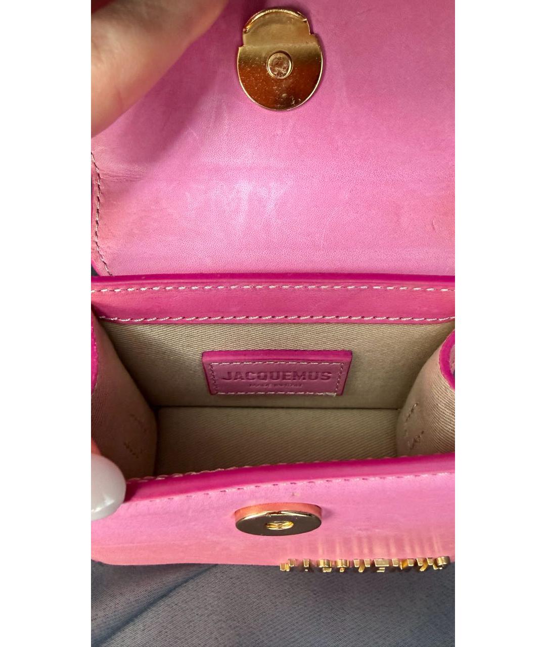 JACQUEMUS Розовая кожаная сумка с короткими ручками, фото 5