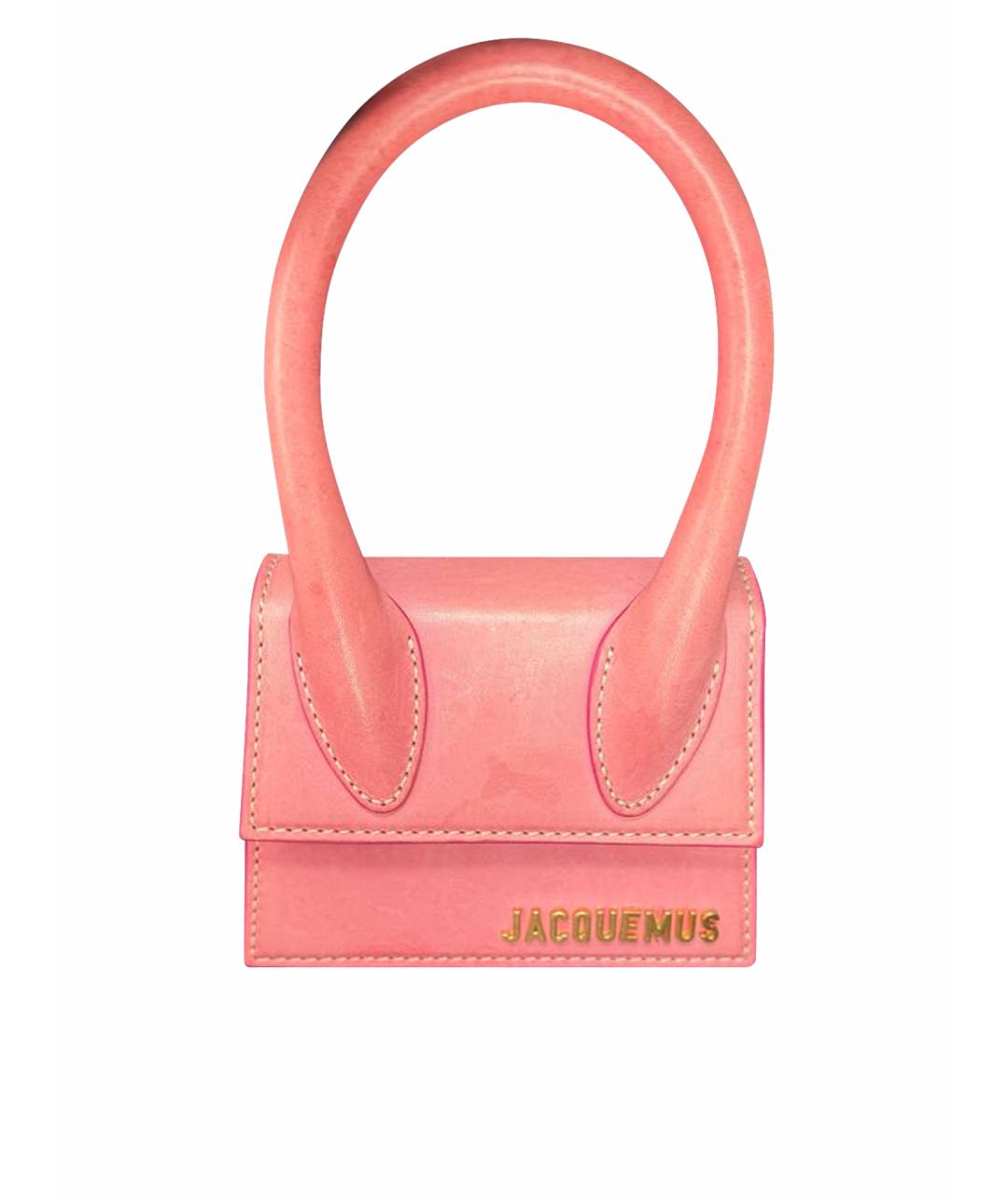 JACQUEMUS Розовая кожаная сумка с короткими ручками, фото 1