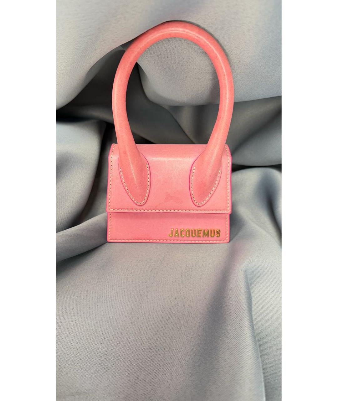 JACQUEMUS Розовая кожаная сумка с короткими ручками, фото 6