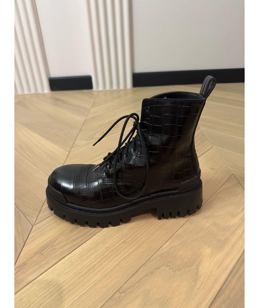 BALENCIAGA Черные ботинки из экзотической кожи, фото 7