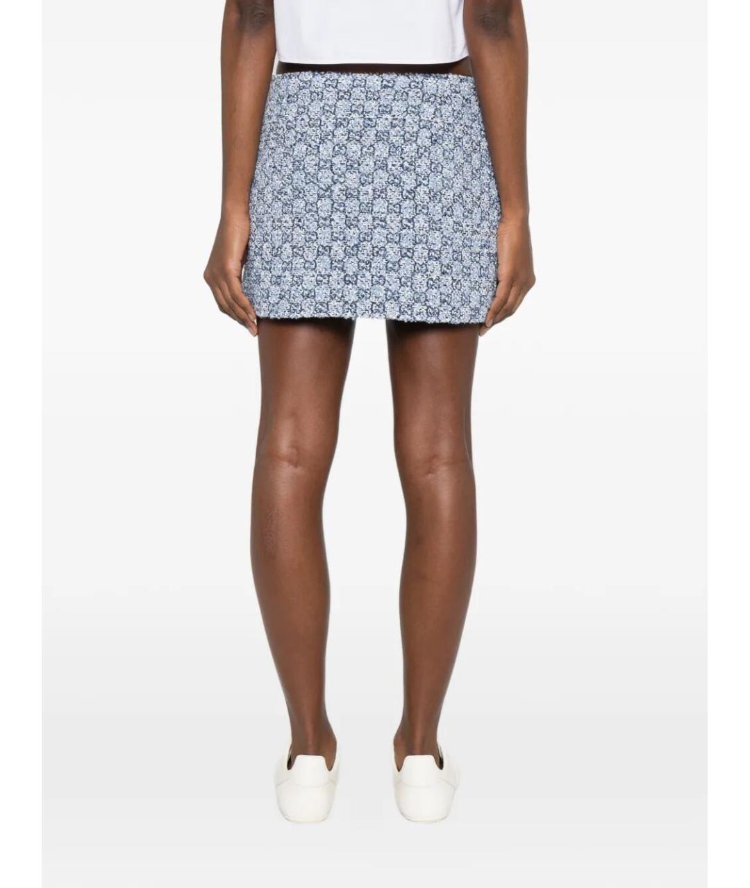 GUCCI Синяя хлопковая юбка мини, фото 4
