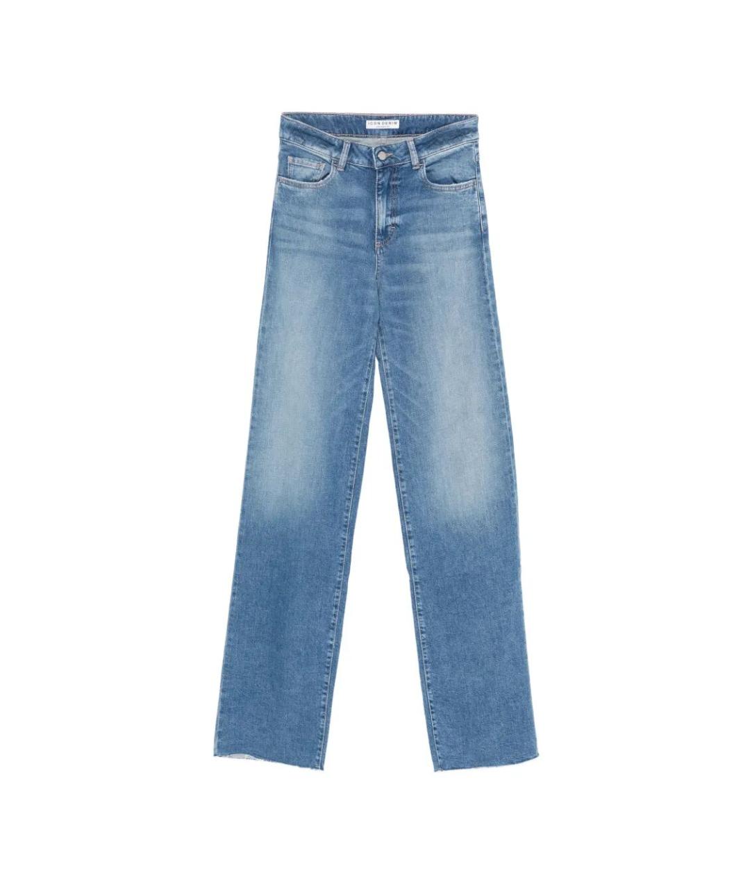 ICON DENIM Синие хлопковые прямые джинсы, фото 1