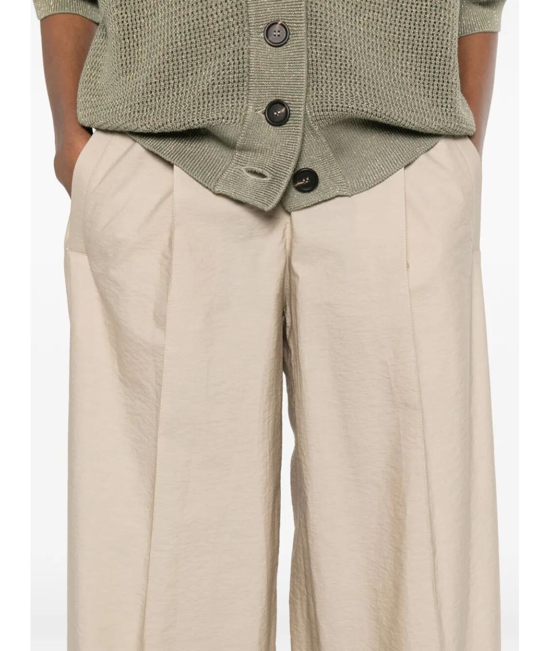 BRUNELLO CUCINELLI Бежевые хлопковые брюки широкие, фото 5