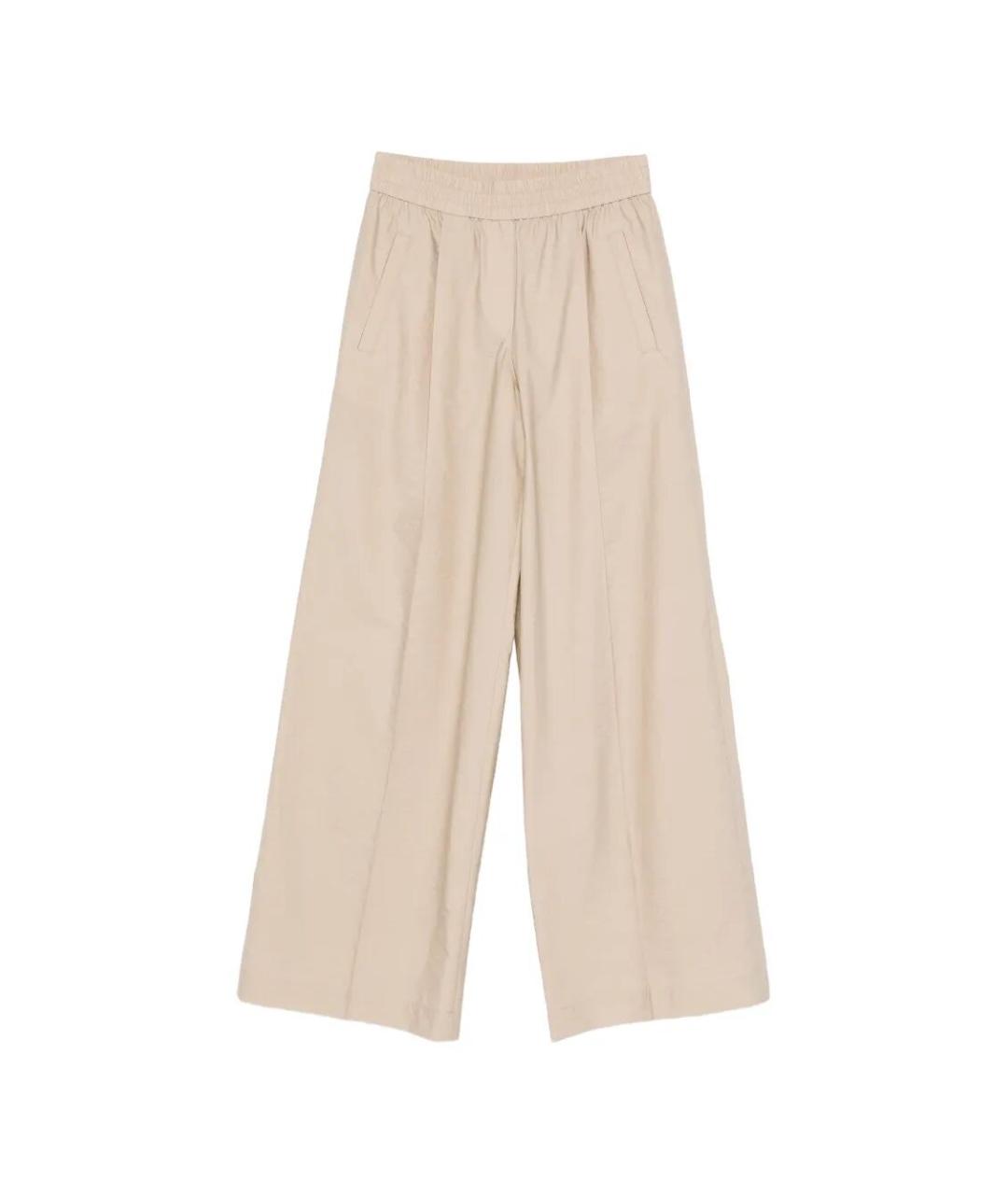 BRUNELLO CUCINELLI Бежевые хлопковые брюки широкие, фото 1