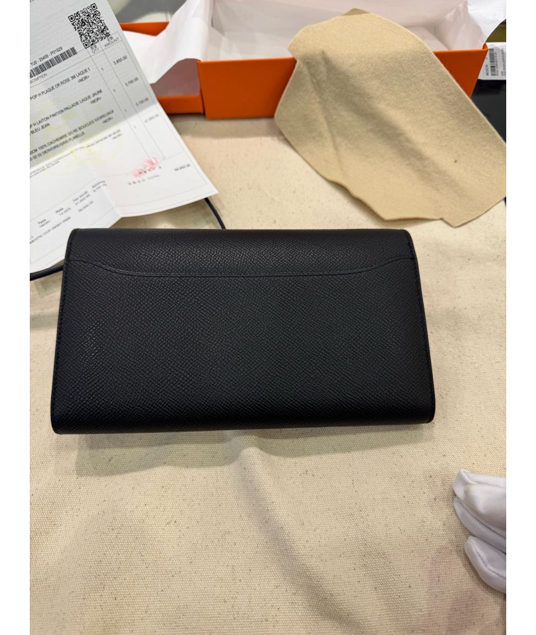 HERMES Черная кожаная сумка через плечо, фото 4