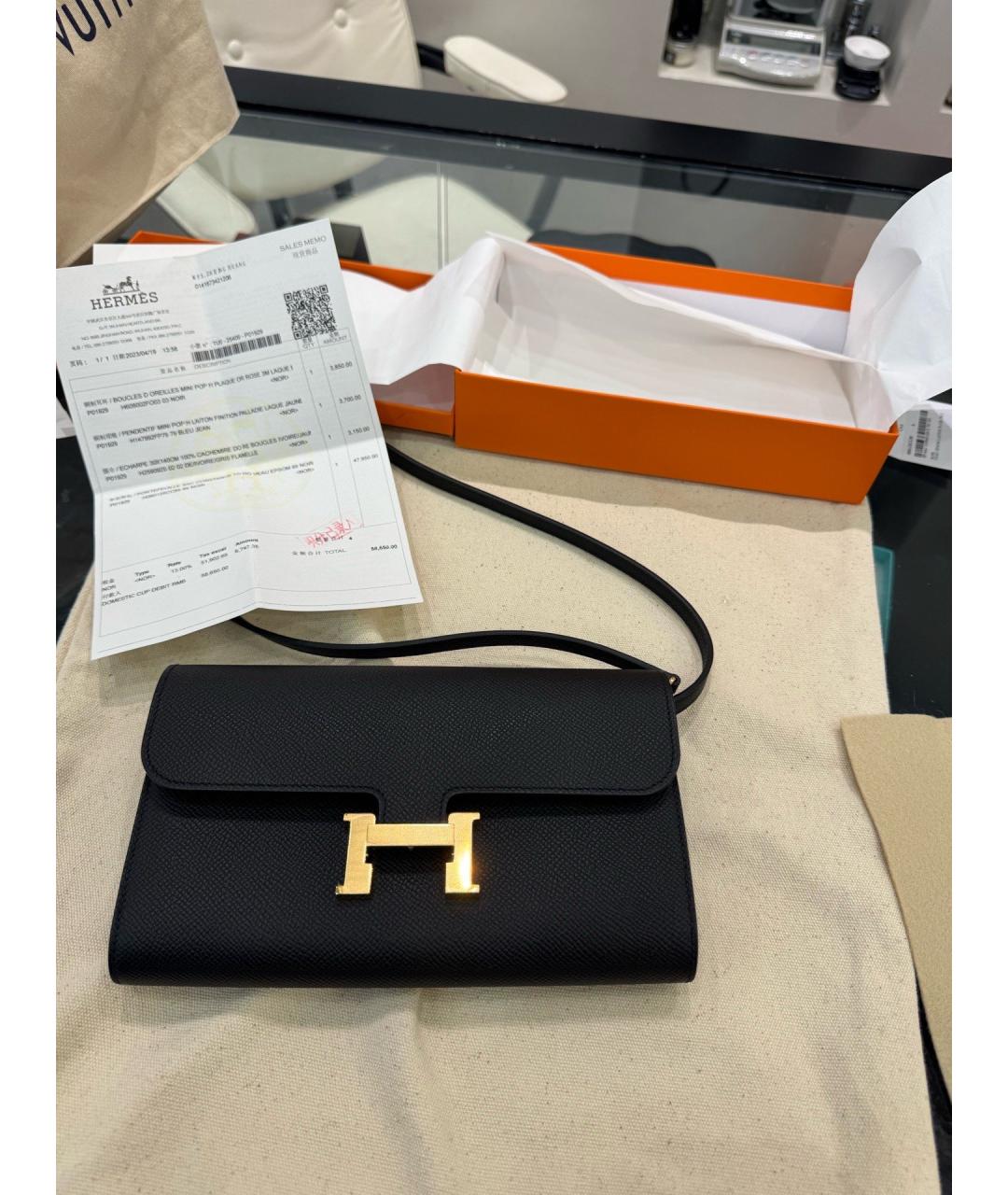 HERMES Черная кожаная сумка через плечо, фото 2