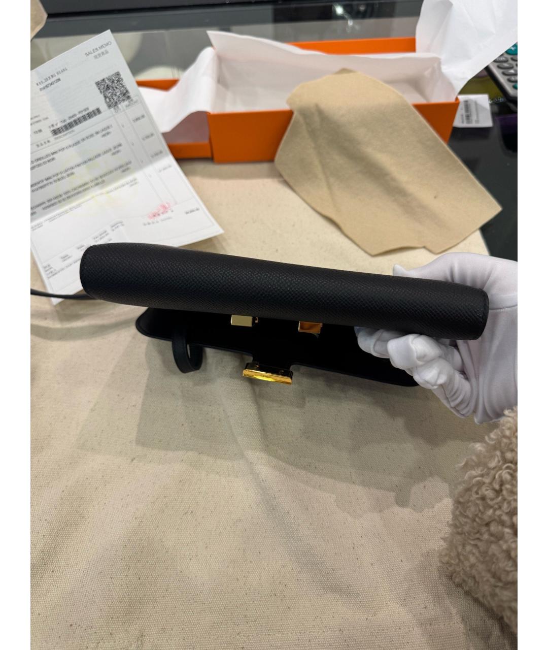 HERMES Черная кожаная сумка через плечо, фото 6