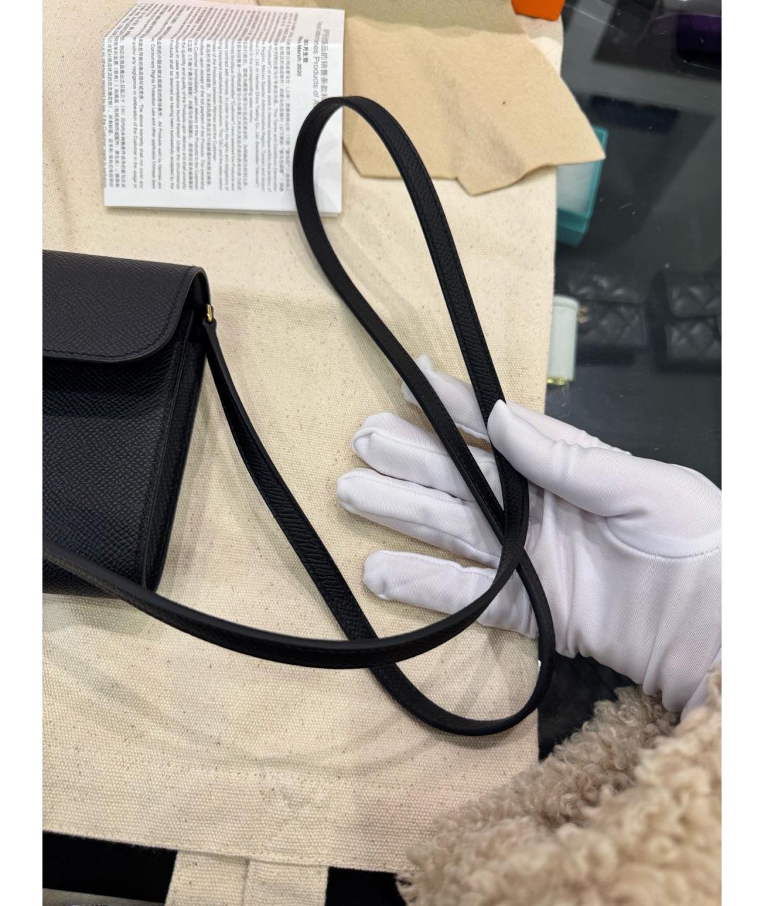 HERMES Черная кожаная сумка через плечо, фото 9