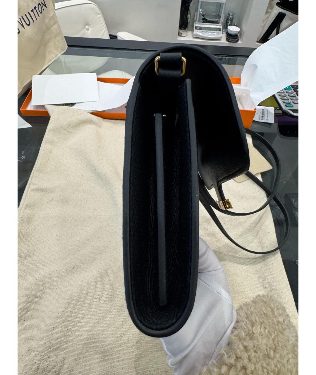 HERMES Черная кожаная сумка через плечо, фото 8