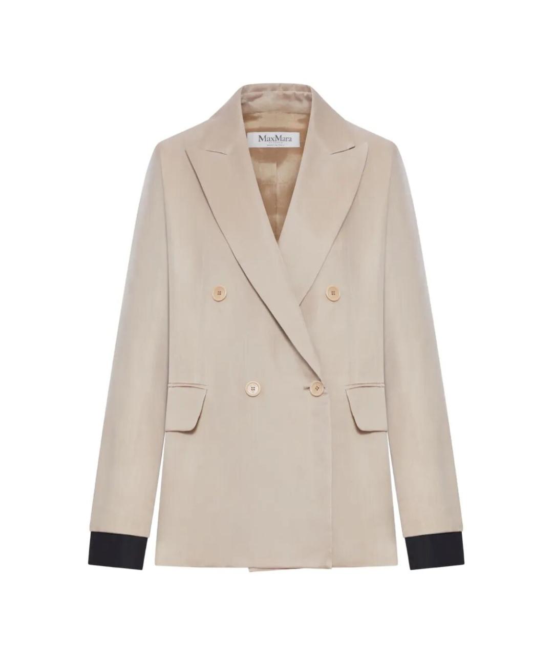 MAX MARA Бежевый шелковый жакет/пиджак, фото 1