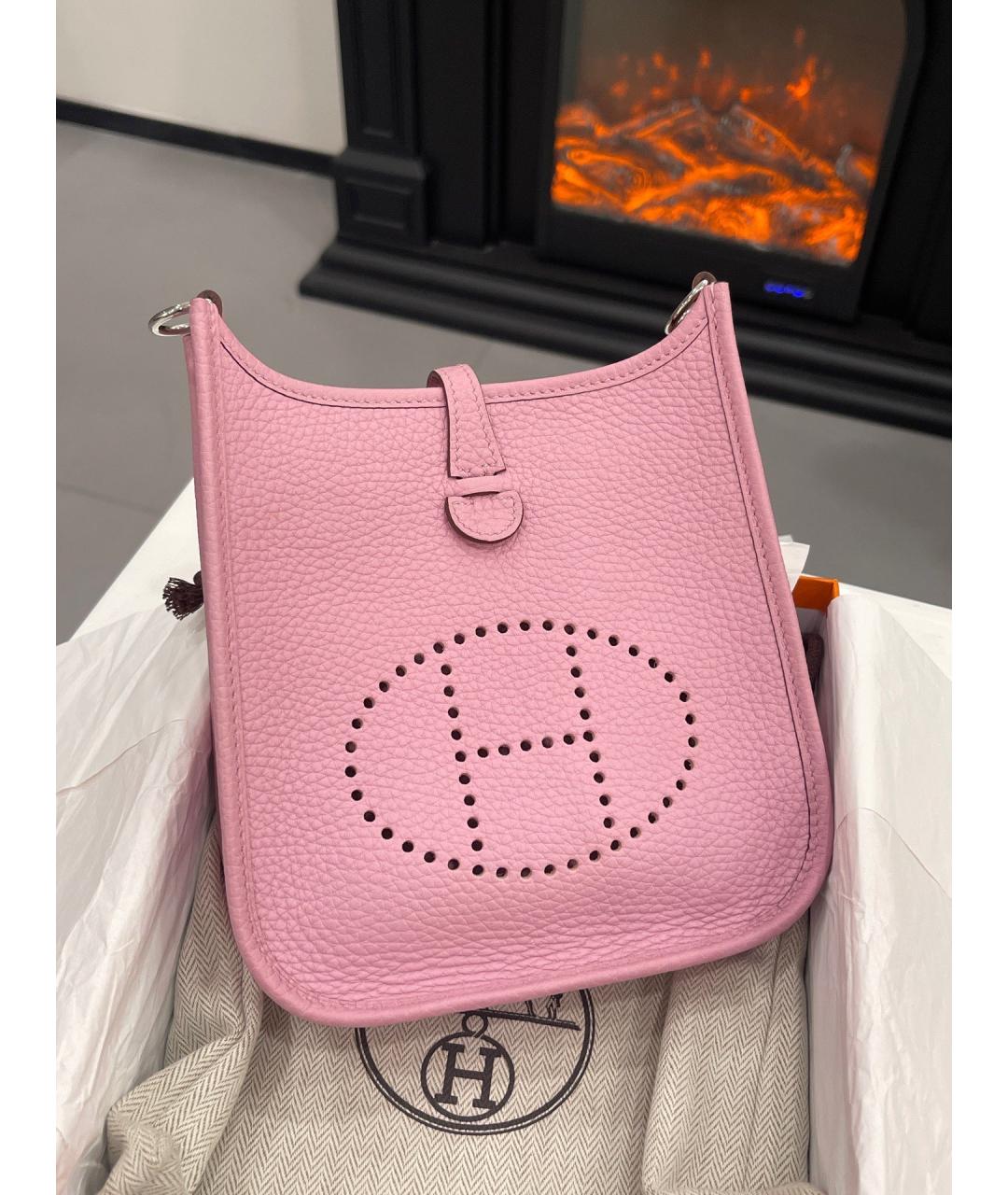 HERMES Розовая кожаная сумка через плечо, фото 2
