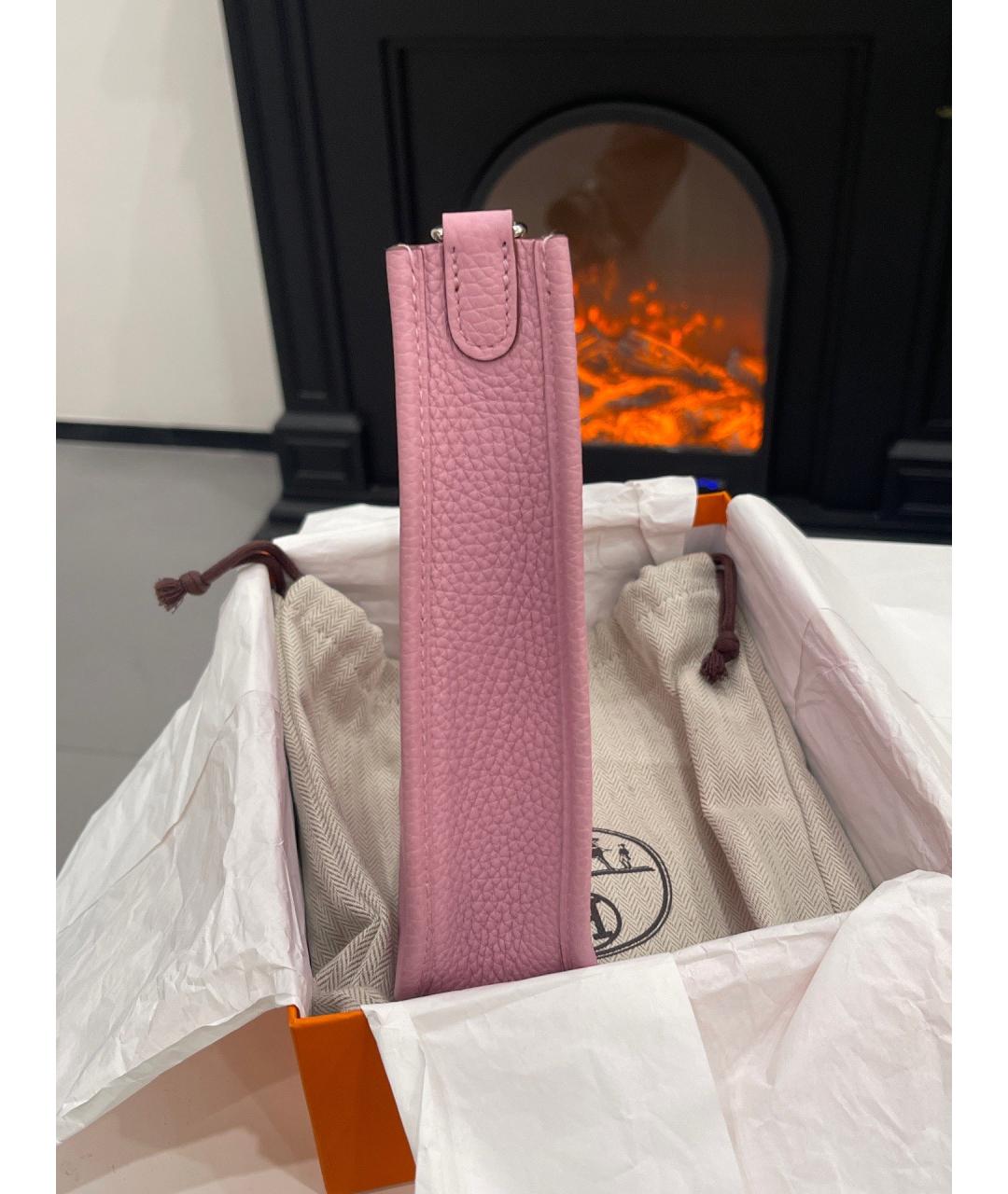 HERMES Розовая кожаная сумка через плечо, фото 5